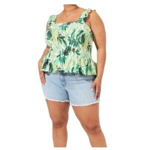 Torrid Tropical Peplum Washable Crinkle Gauze Smocked Tank Size 2X